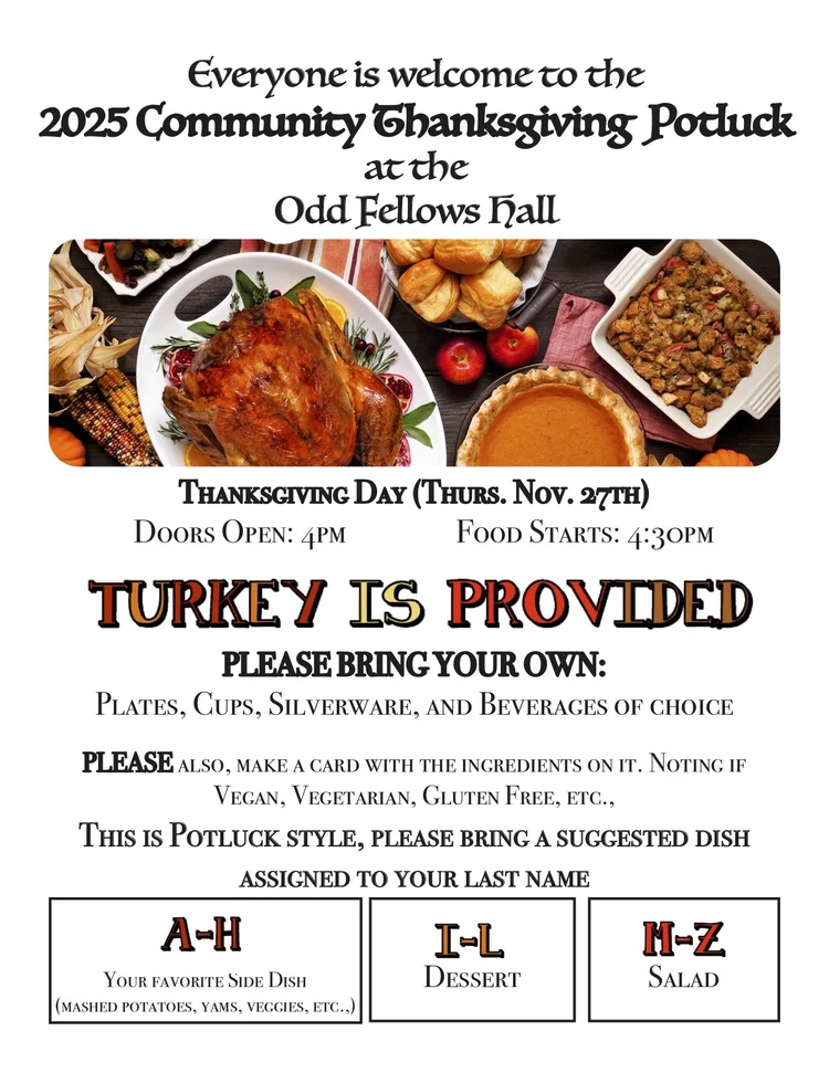 Community Thanksgiving Meal — Odd Fellows Hall